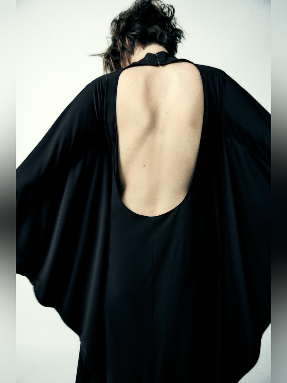 Zara Black Long sleeve Elegant Black Batwing Cape Dress size xs - Picture 4 of 6